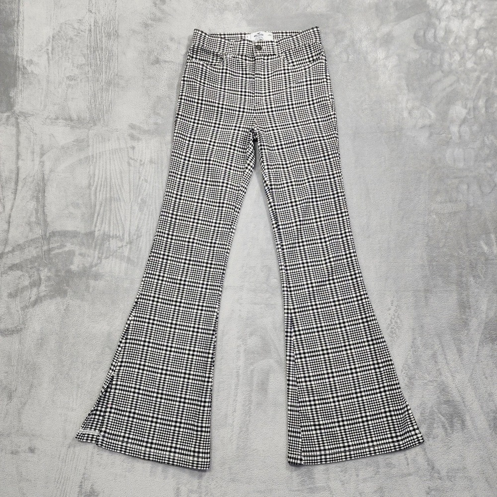 Hollister Pants Womens S Black Check Ultra High Rise Flare Ponte Stretch Dressy